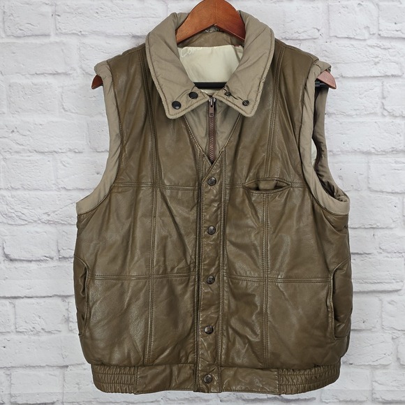 Vintage Robert Comstock Leather Aviator Bomber Jacket w/ Removable Sleeves • M • - Picture 2 of 16